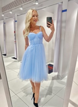 Sukienka midi gorset tiul błękit