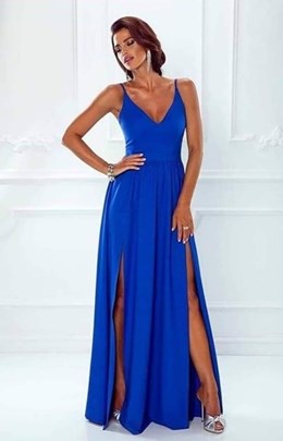 Sukienka długa prosta dwa rozcięcia chaber