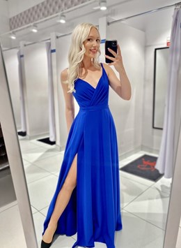 Sukienka długa na ramiączkach gładka chaber