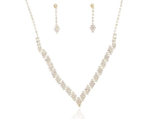 Komplet cyrkonie szpic romb srebro/ złoto