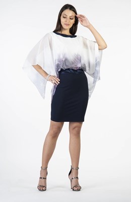 Sukienka krótka wysoki stan granat/róż