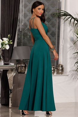 Sukienka długa na ramiączkach gładka zieleń