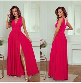 Sukienka długa wysoki stan mat malina