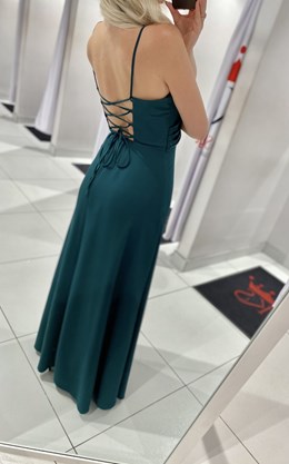 Sukienka długa wiązanie plecy gładka zieleń