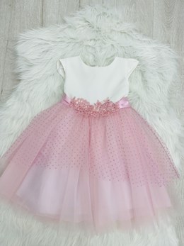 Sukienka dziecięca tiul groszki róż