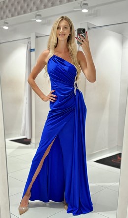 Sukienka długa asymetria cyrkonie chaber