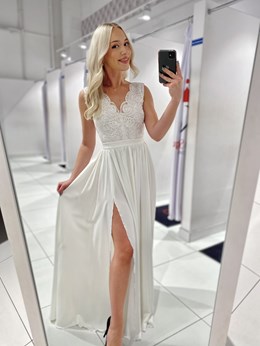 Sukienka długa szerokie ramiączka biel