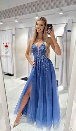 Sukienka długa gorset tiul brokat jeans