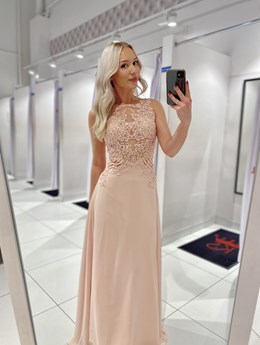 Sukienka długa paski róż