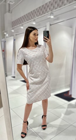 Sukienka krótka rękawek wzór róż/srebro