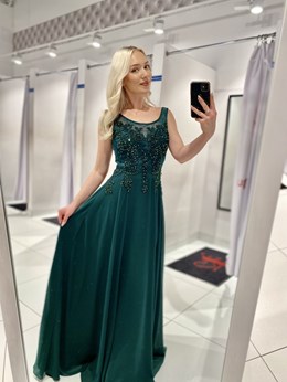 Sukienka długa koronkowa góra zielony