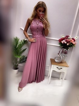 Sukienka długa ramiączka na krzyż wrzos