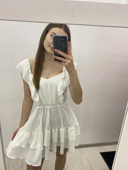 Sukienka krótka falbanka góra/dół biały